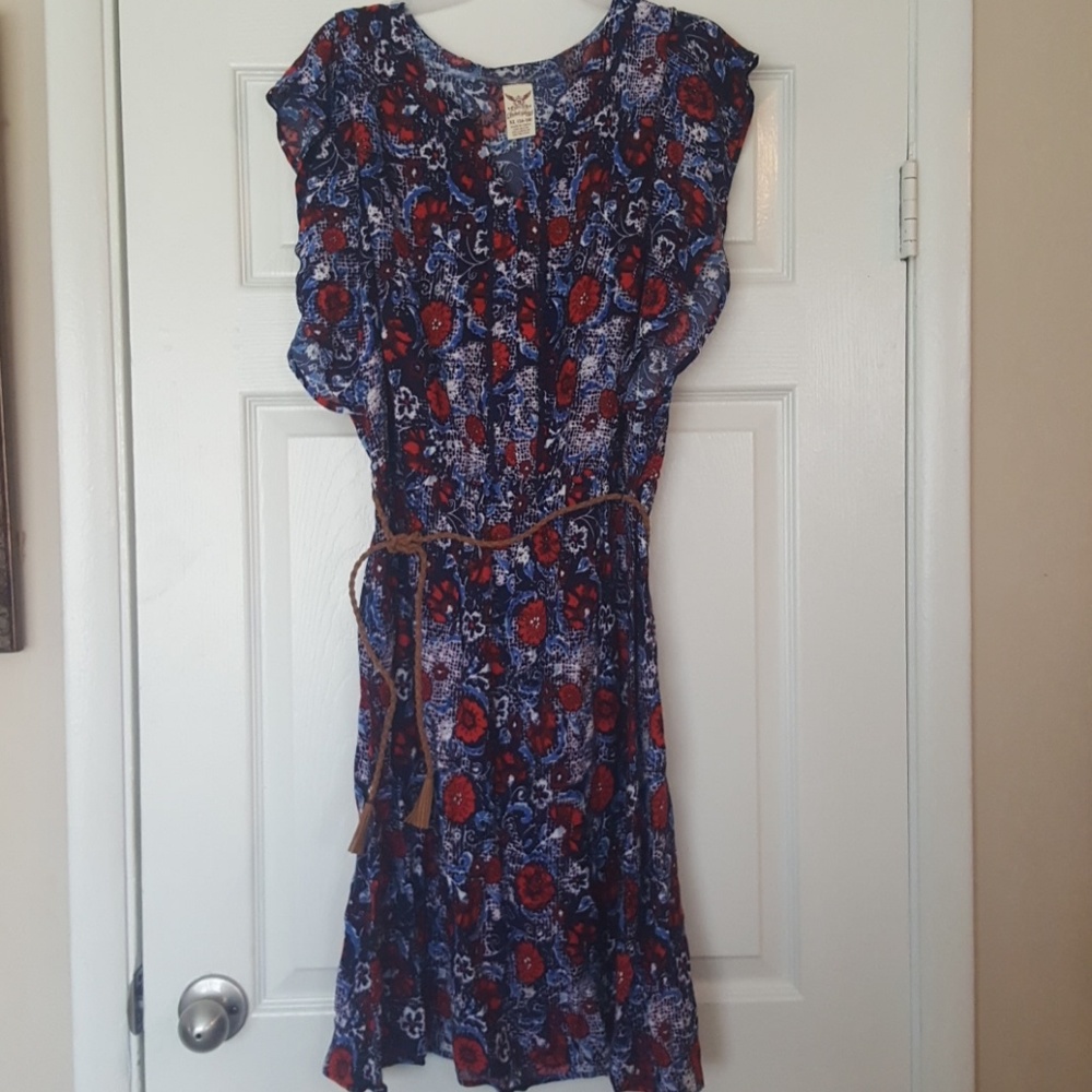 Belted floral dress